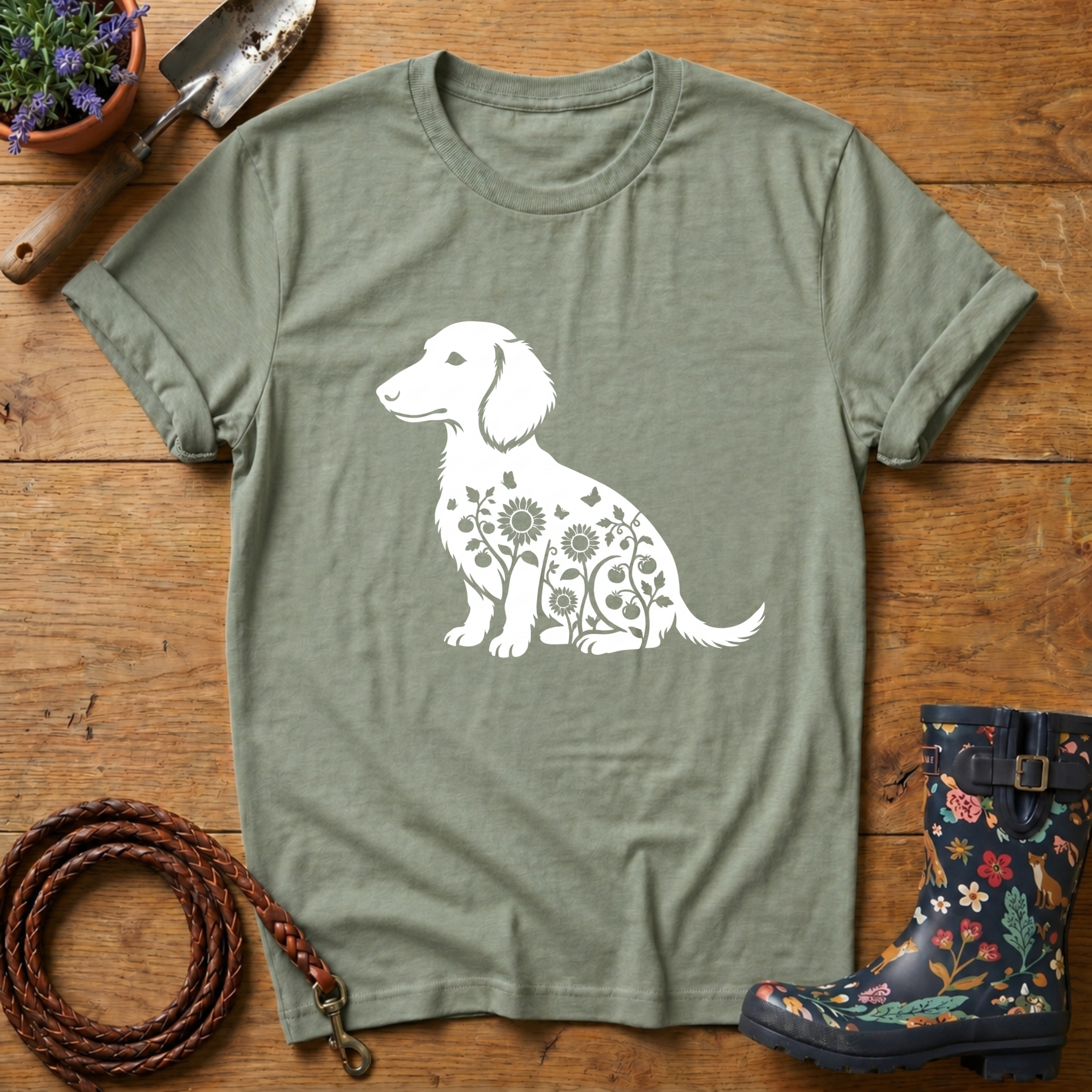 Dachshund Sunflowers & Butterfly T-shirt