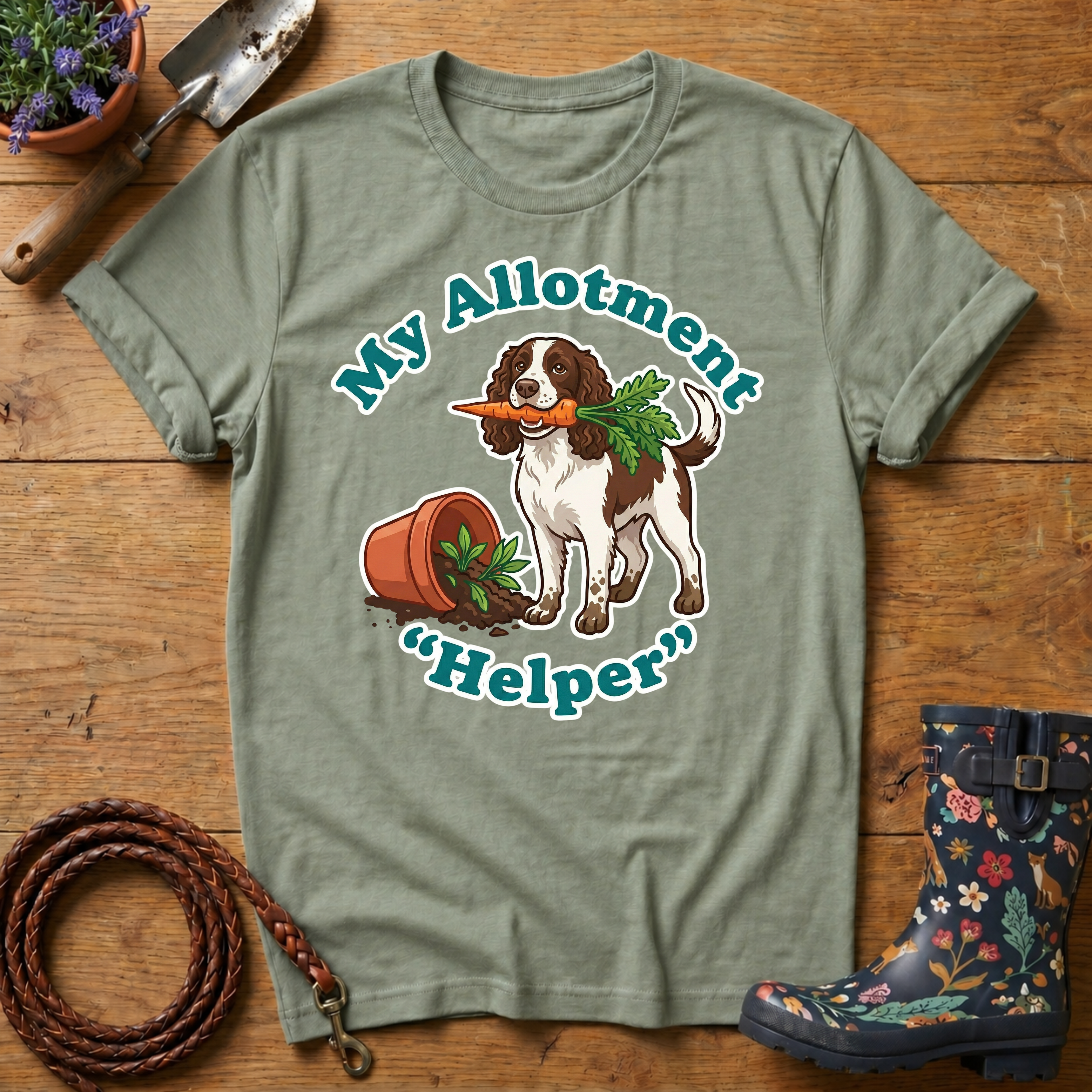Spaniel My Allotment 'Helper' T-shirt