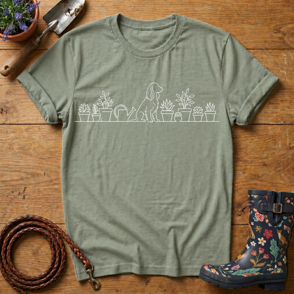 Spaniel & Plants Vector T-shirt