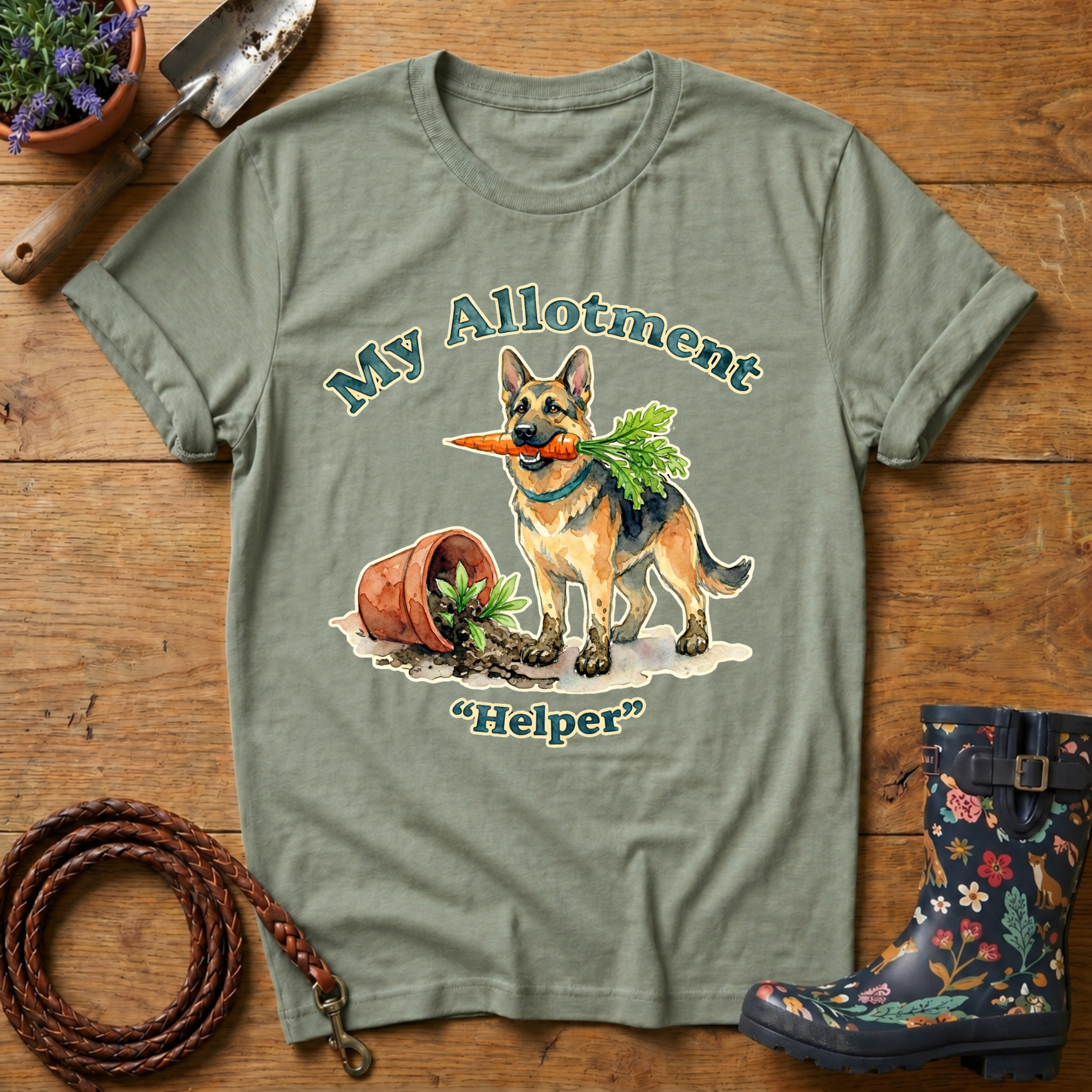 GSD My Allotment Helper Watercolour T-shirt