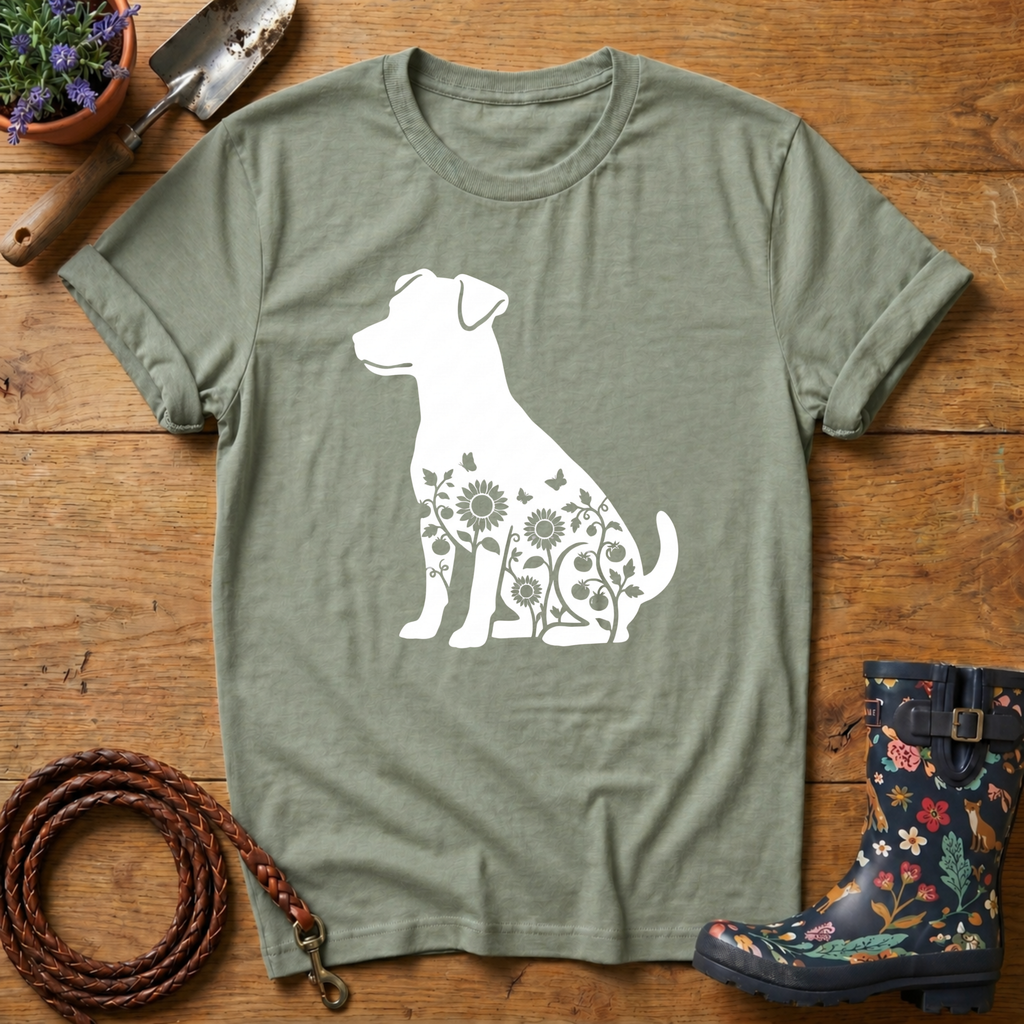 Jack Russel Sunflowers & Butterflies T-shirt