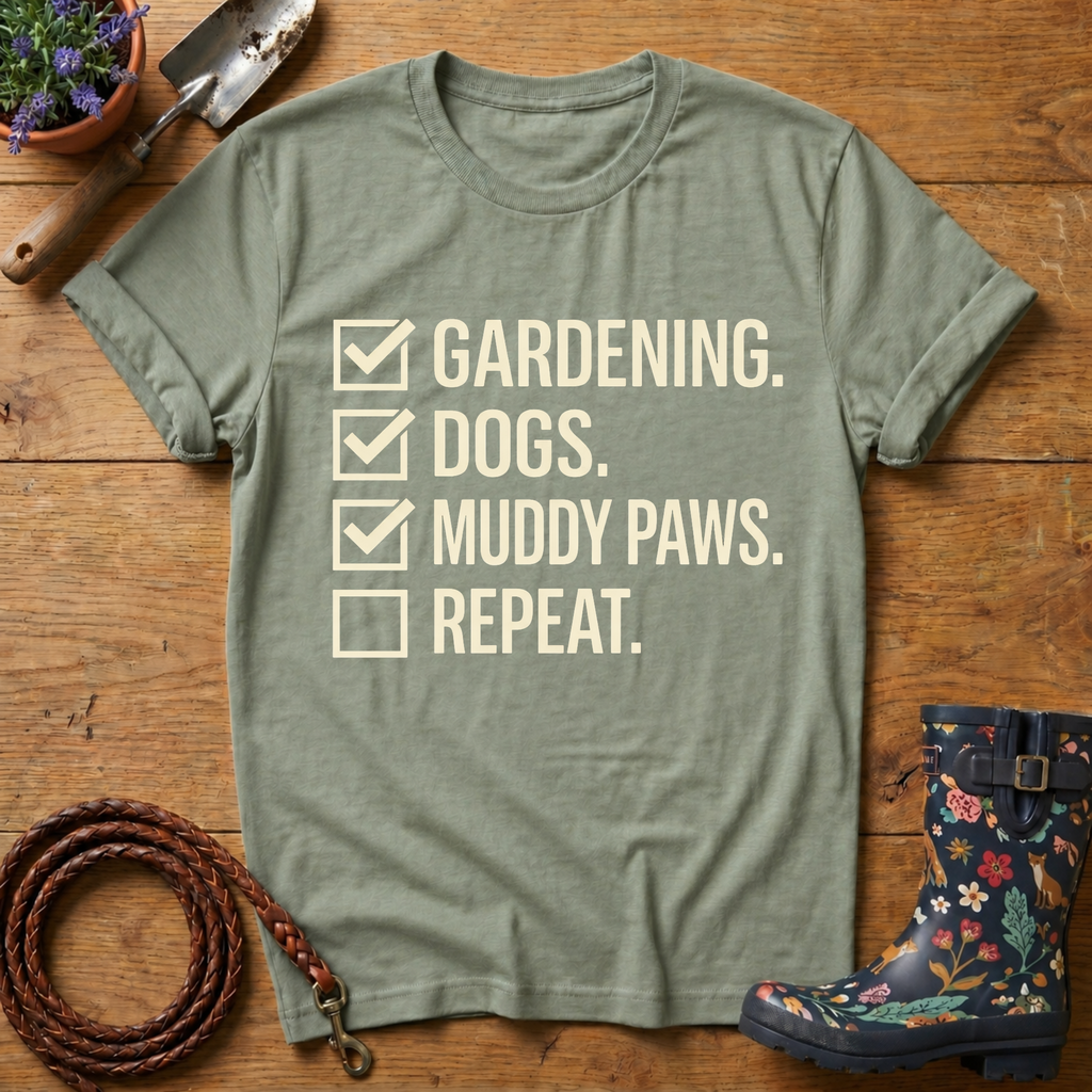 Gardening, Muddy Paws, Repeat T-shirt