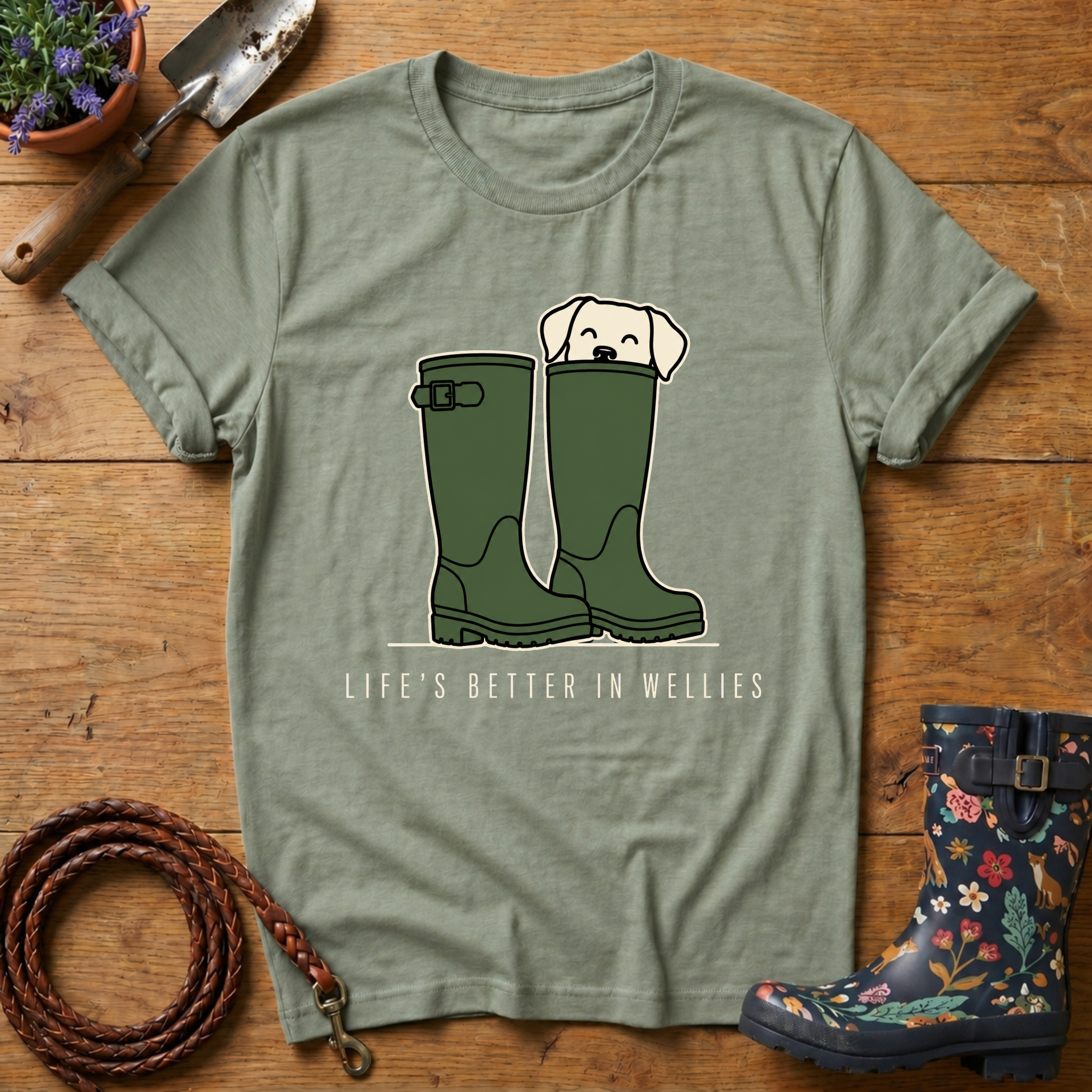 Life's Better In Wellies (green) T-shirt