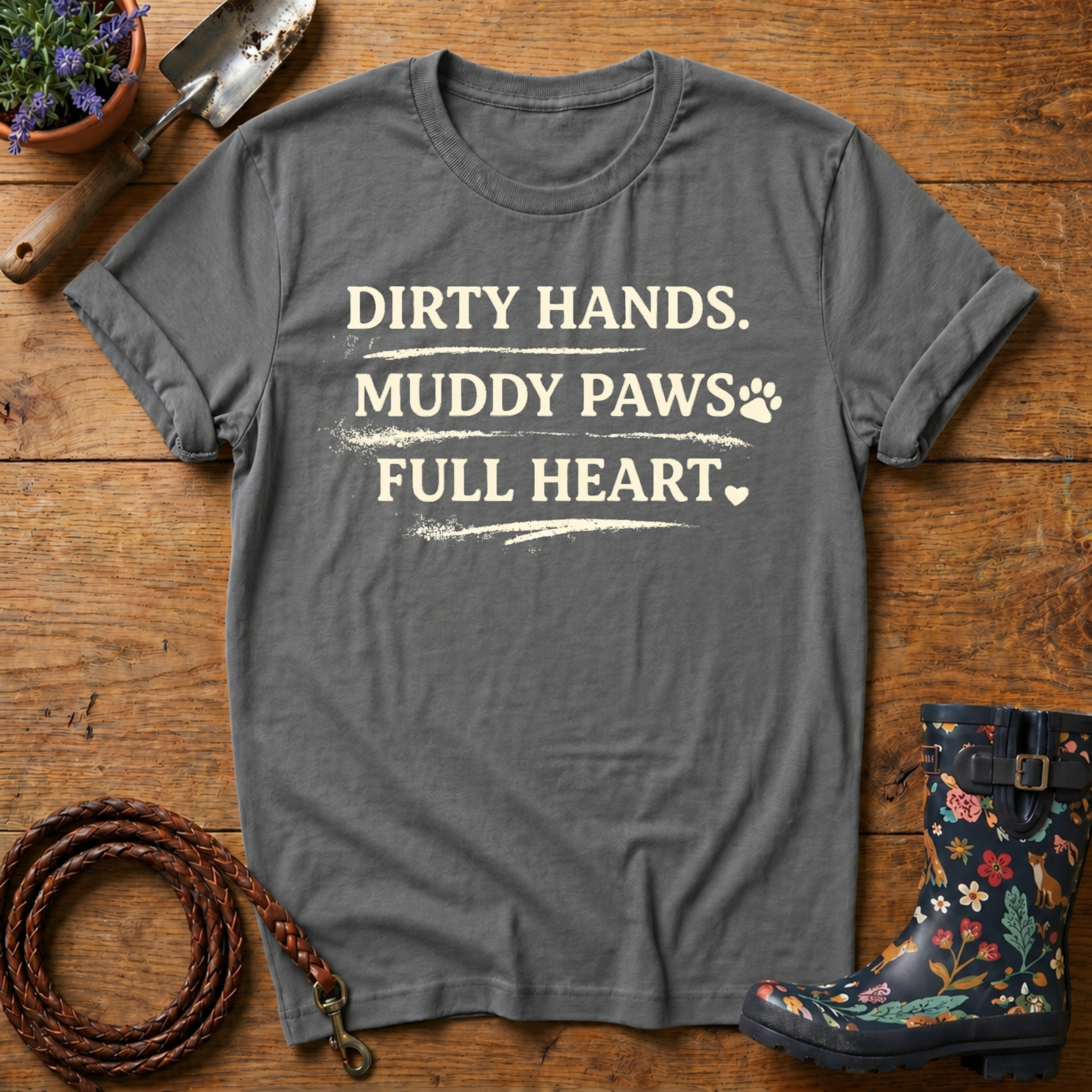 Dirty Hands, Muddy Paws, Full Heart T-shirt