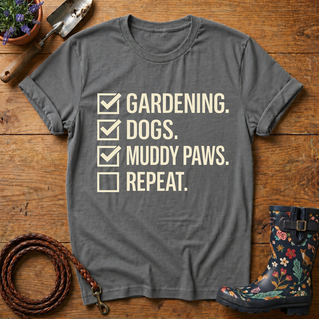 Gardening, Muddy Paws, Repeat T-shirt