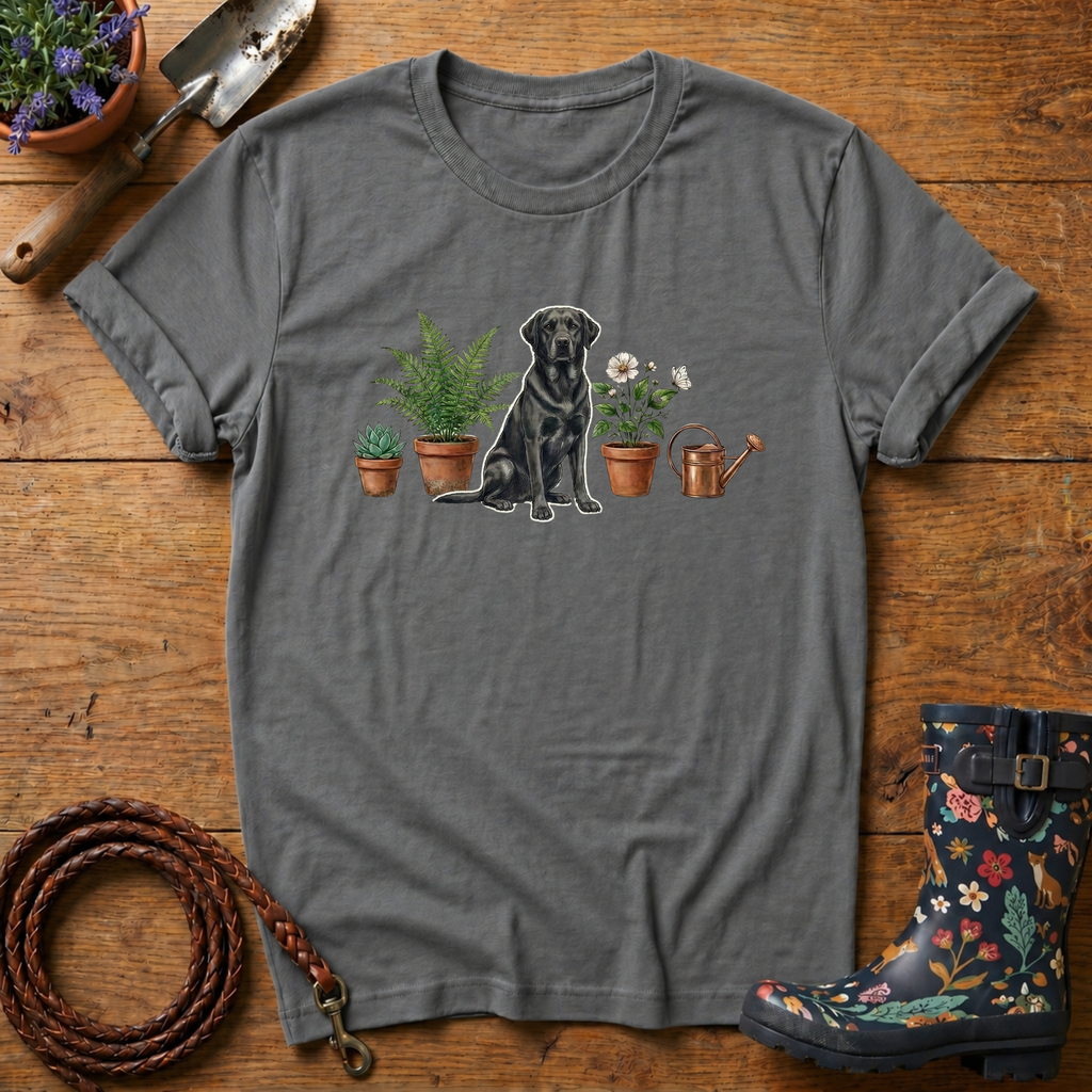 Black Lab  & Potted Plants T-shirts