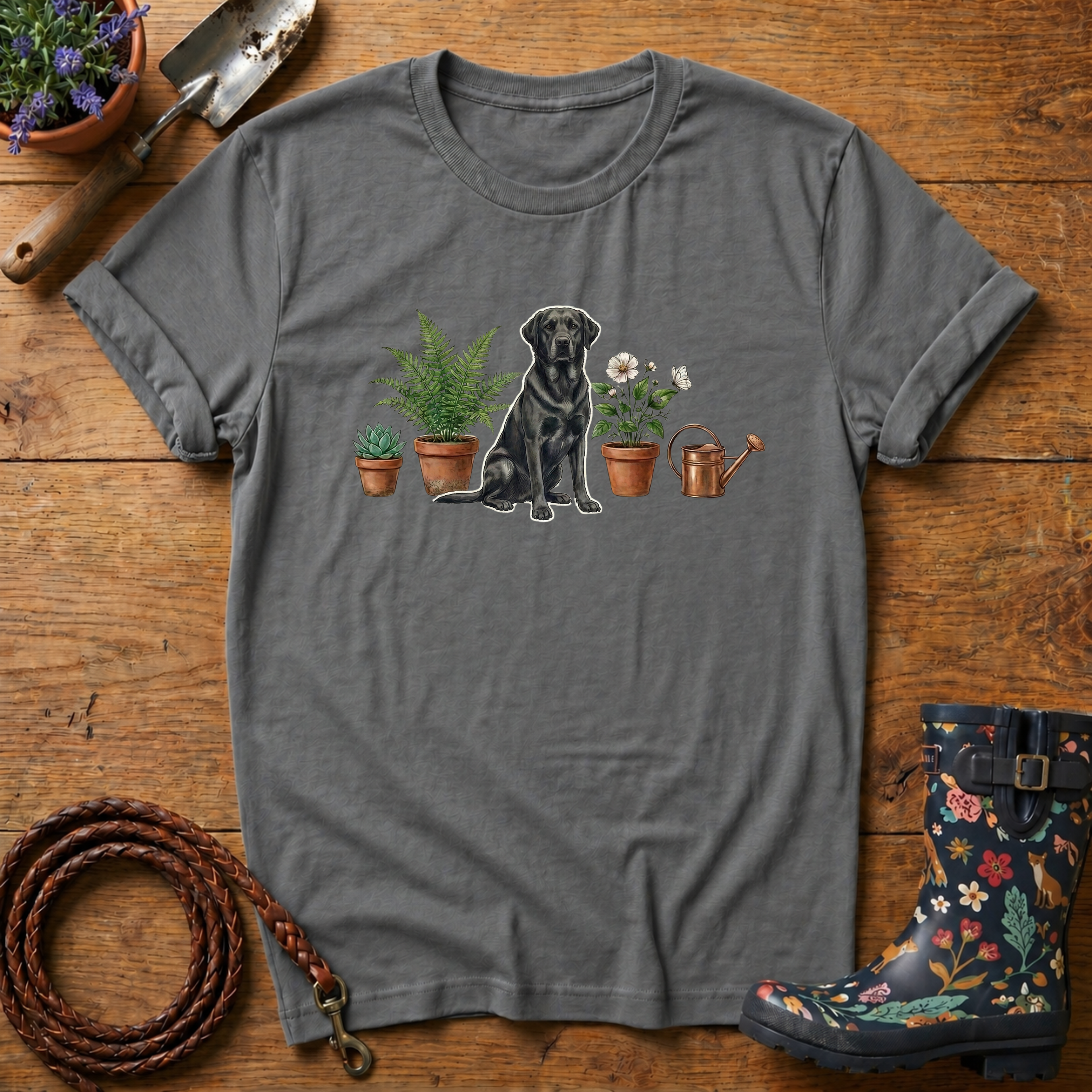Black Lab  & Potted Plants T-shirts