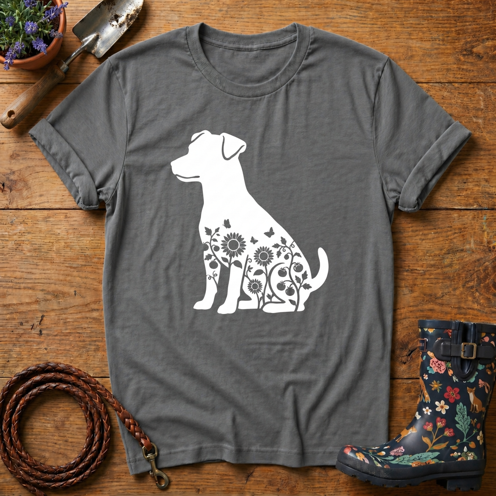 Jack Russel Sunflowers & Butterflies T-shirt