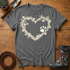 Rustic Vine Heart Paw Print T-shirt