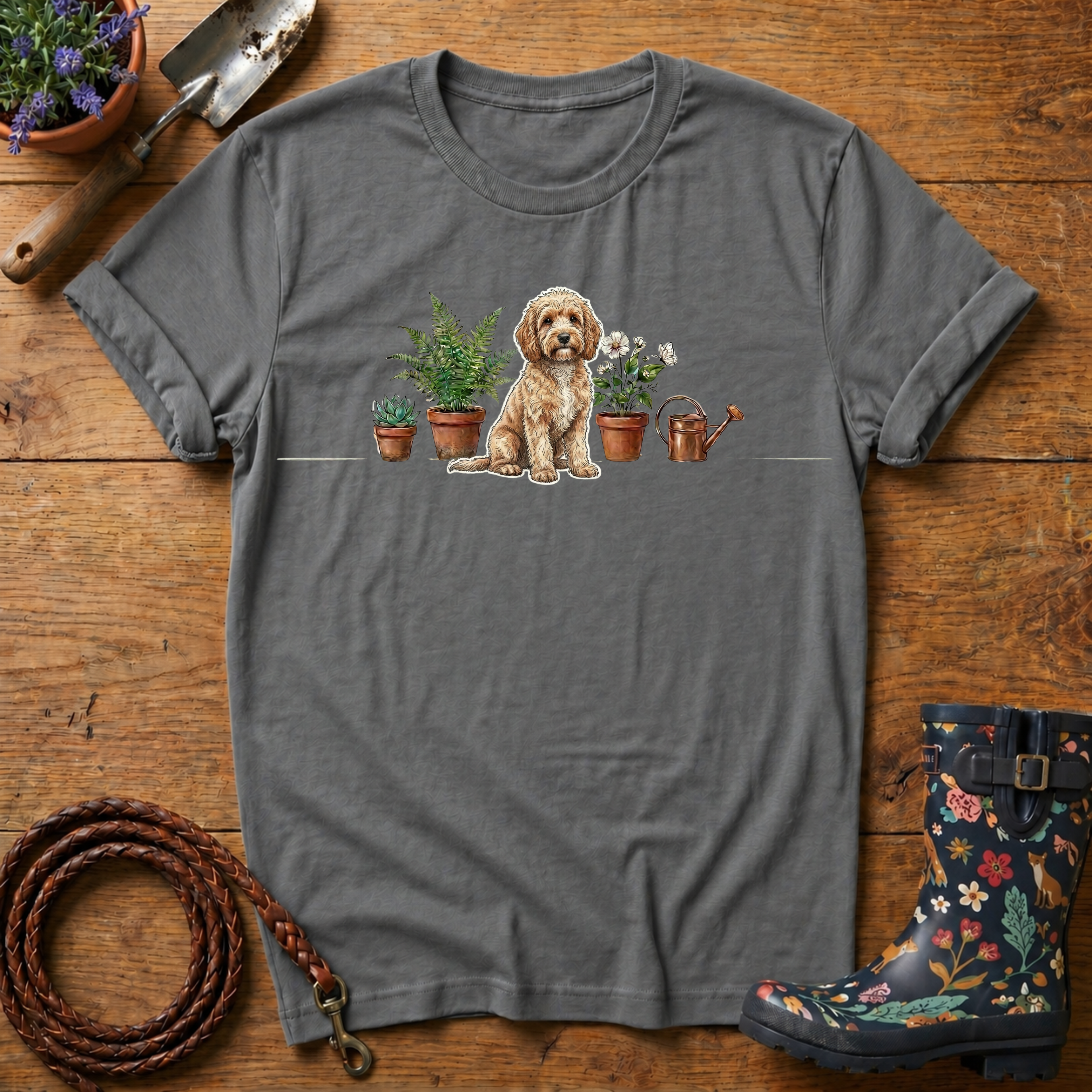 Cockapoo with Potted Plants T-shirt