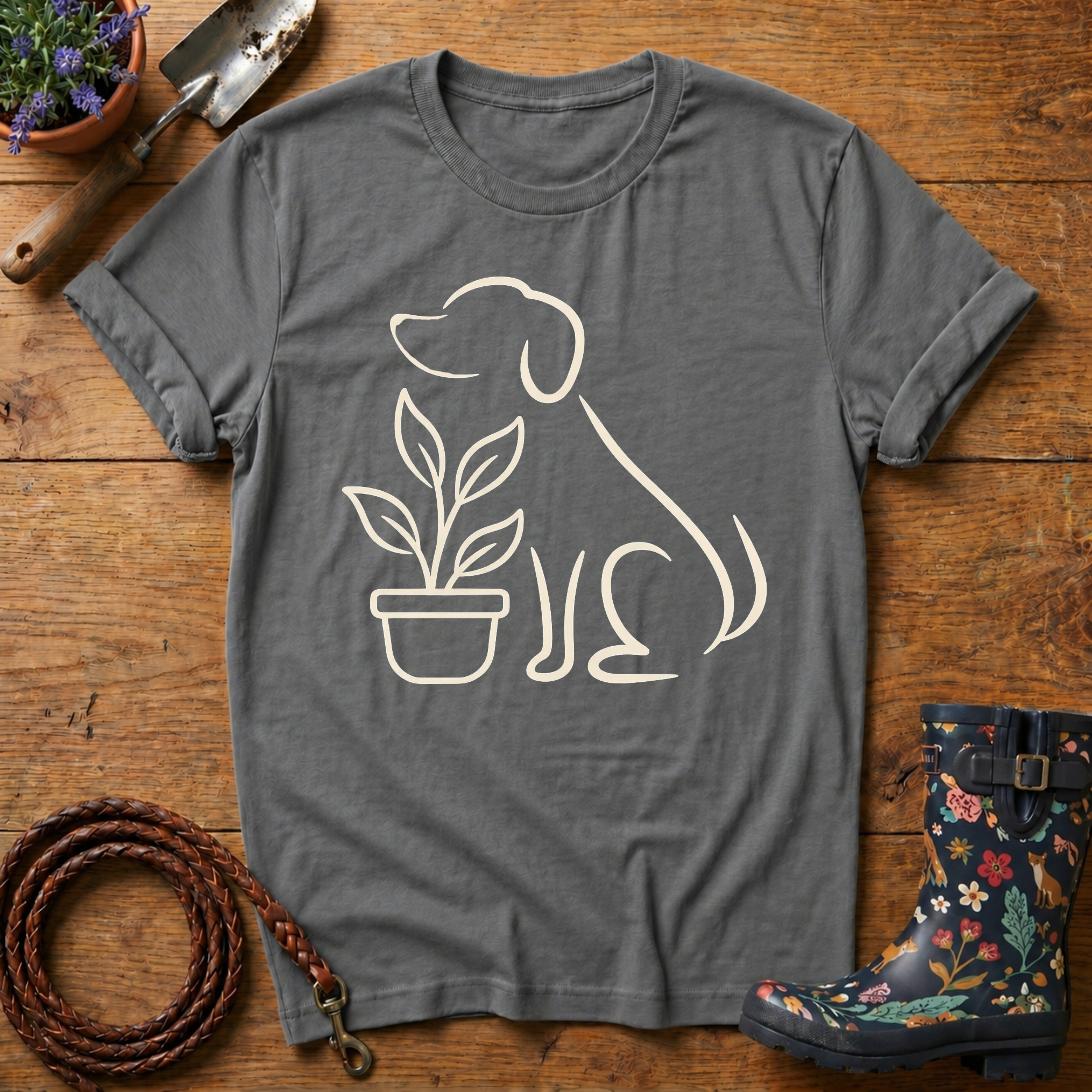 Simple Dog & Plant T-shirt