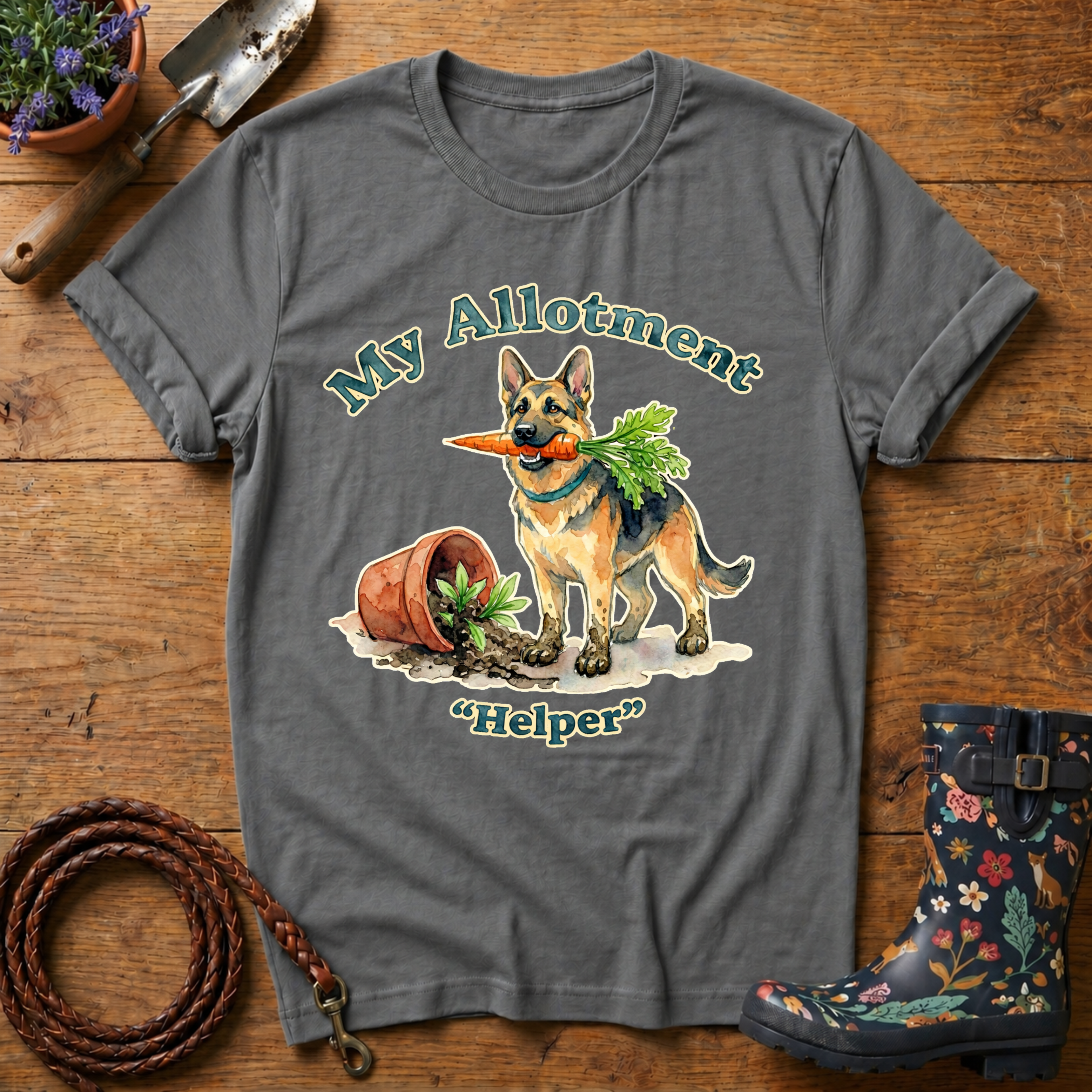 GSD My Allotment Helper Watercolour T-shirt