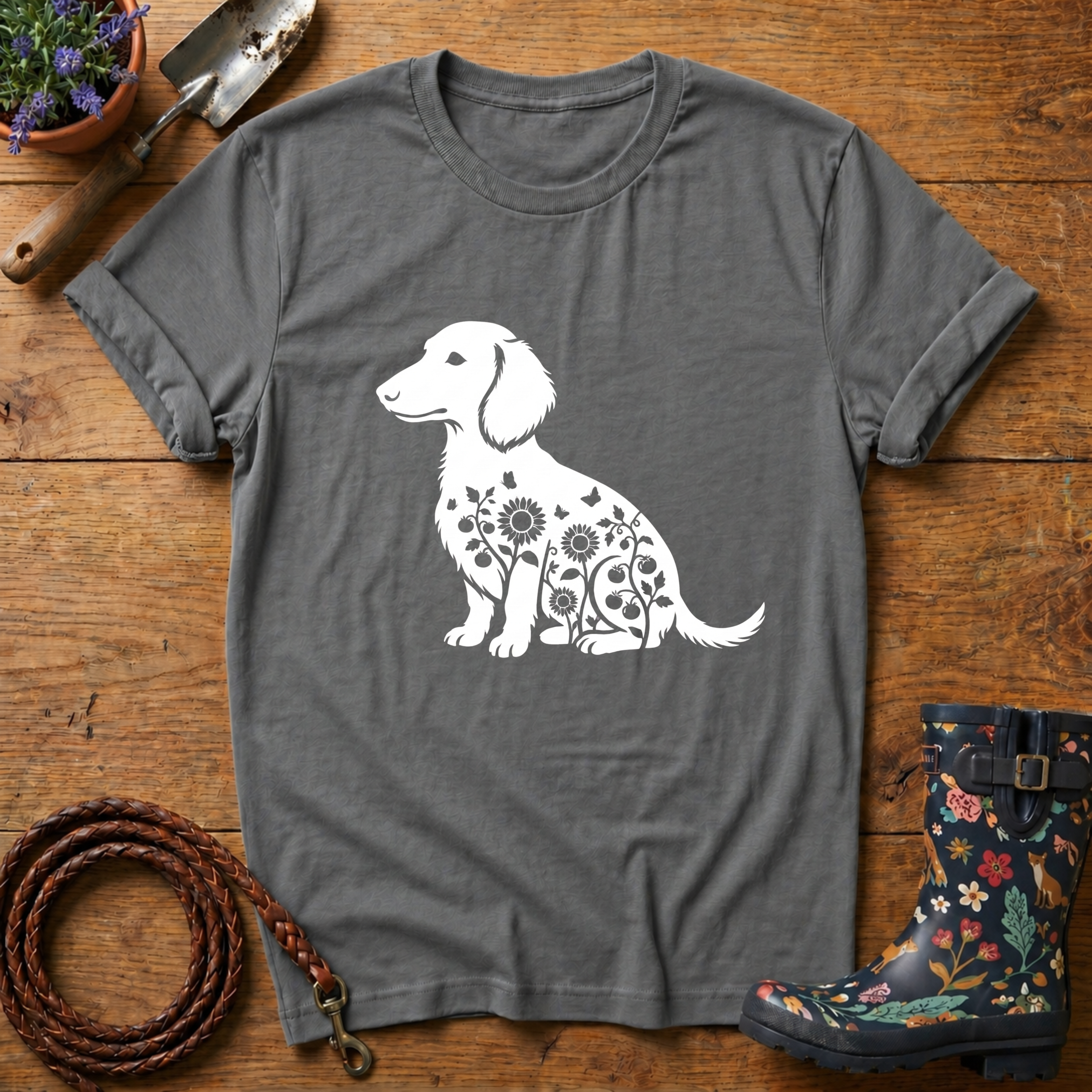 Dachshund Sunflowers & Butterfly T-shirt