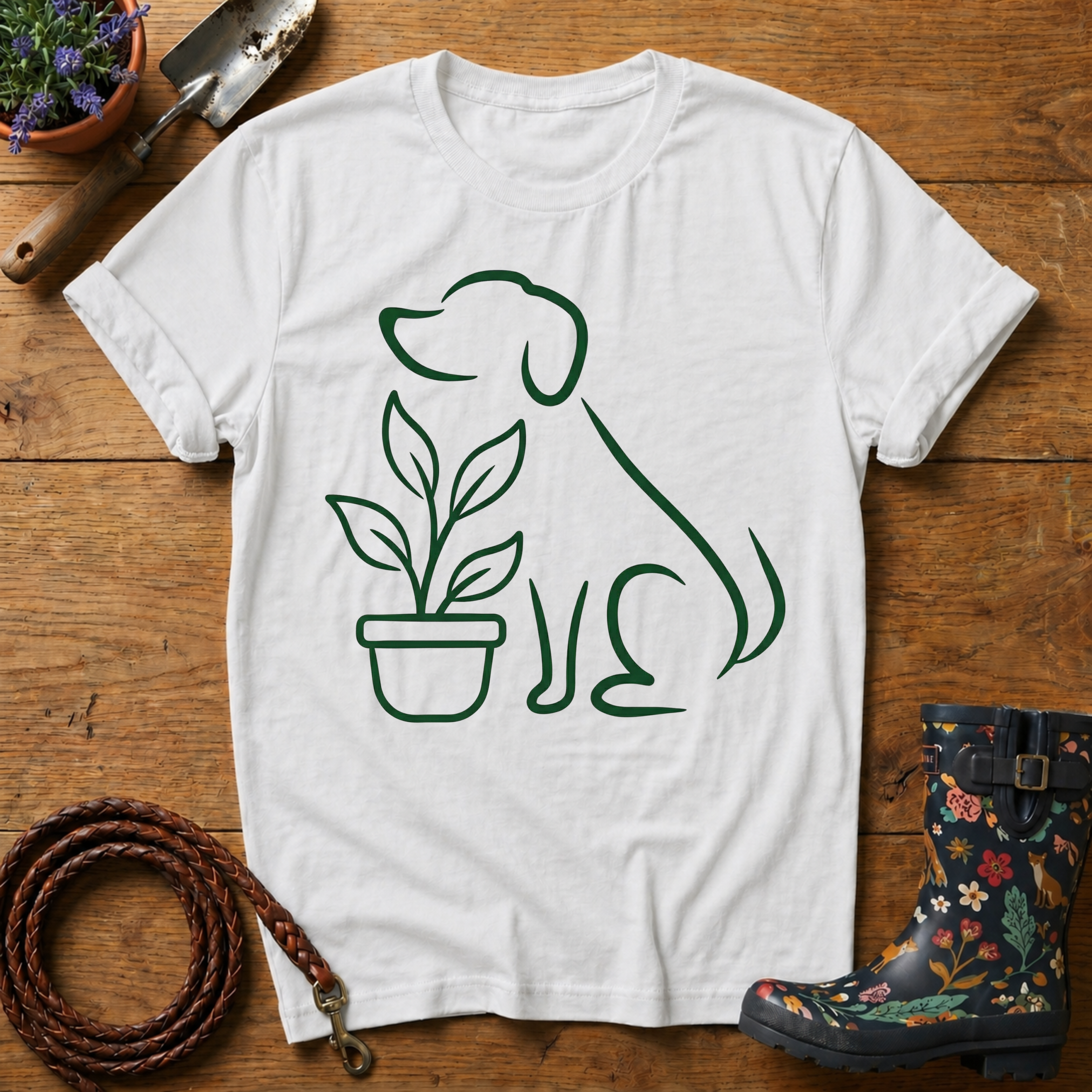 Simple Dog & Plant T-shirt