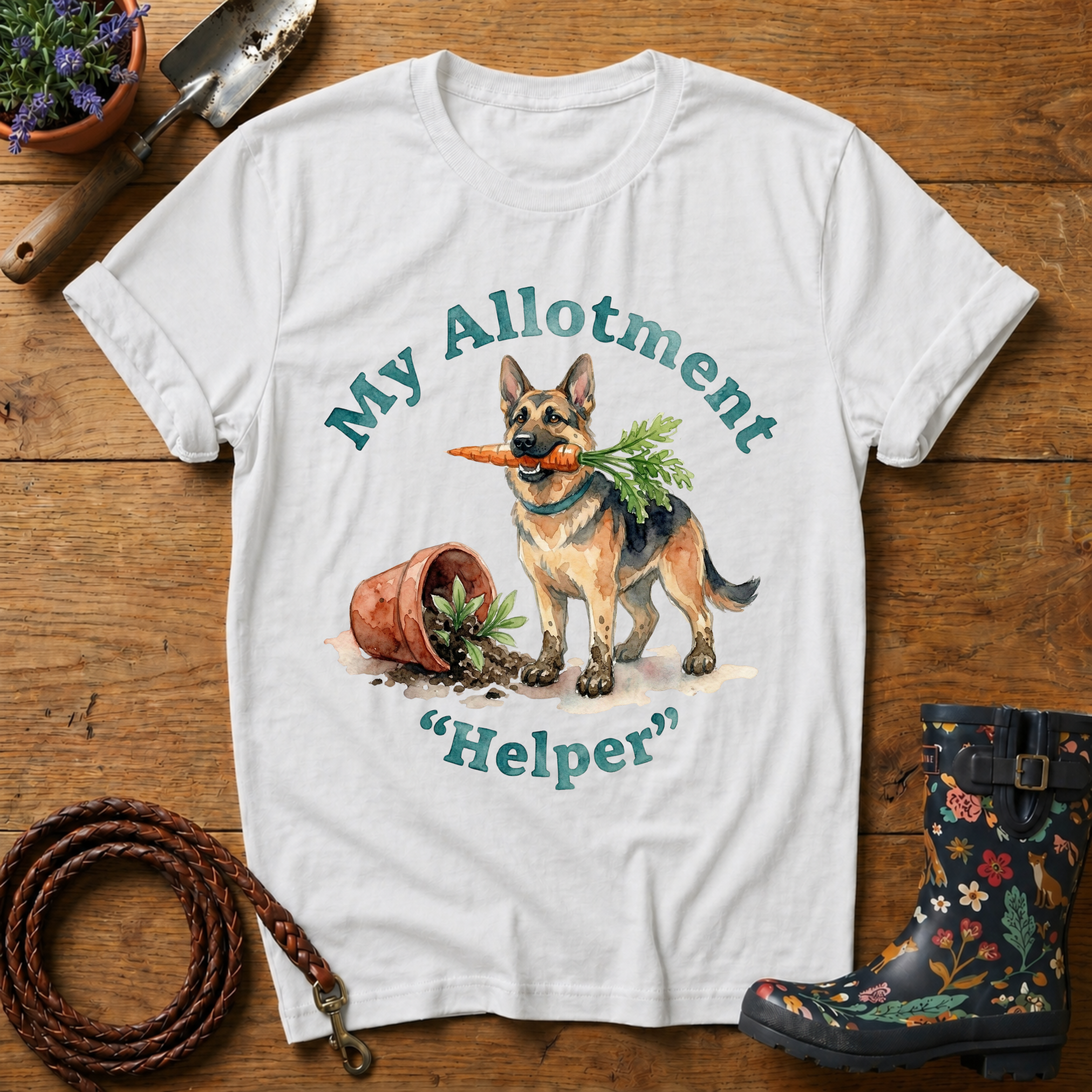 GSD My Allotment Helper Watercolour T-shirt