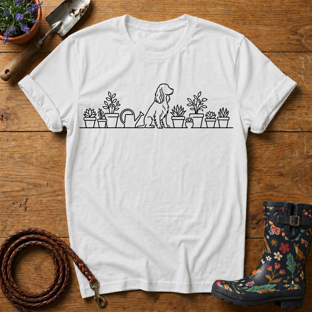 Spaniel & Plants Vector T-shirt