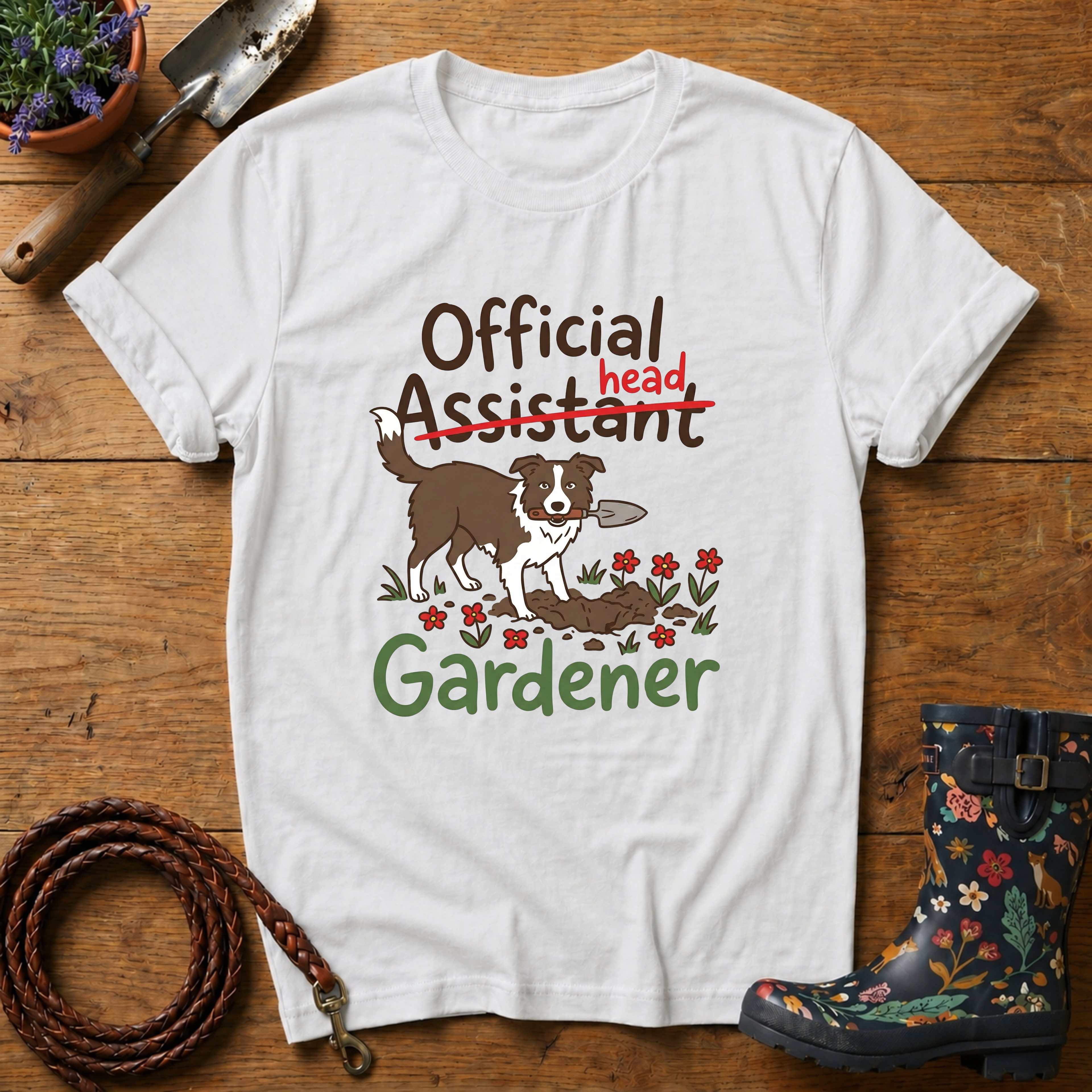 Boarder Collie Official Head Gardener T-shirt