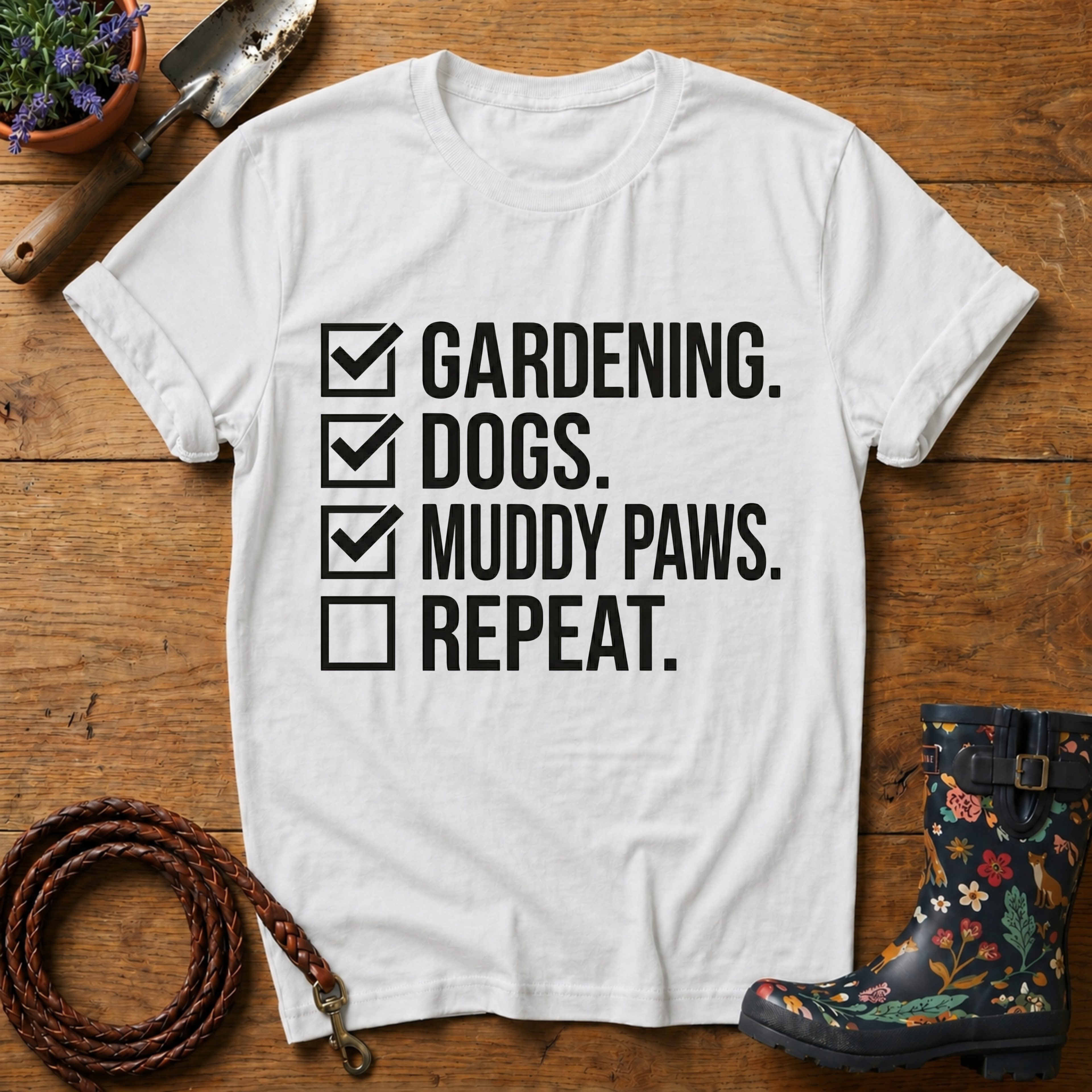 Gardening, Muddy Paws, Repeat T-shirt