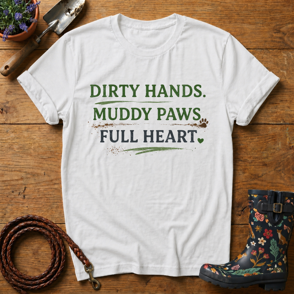 Dirty Hands, Muddy Paws, Full Heart T-shirt