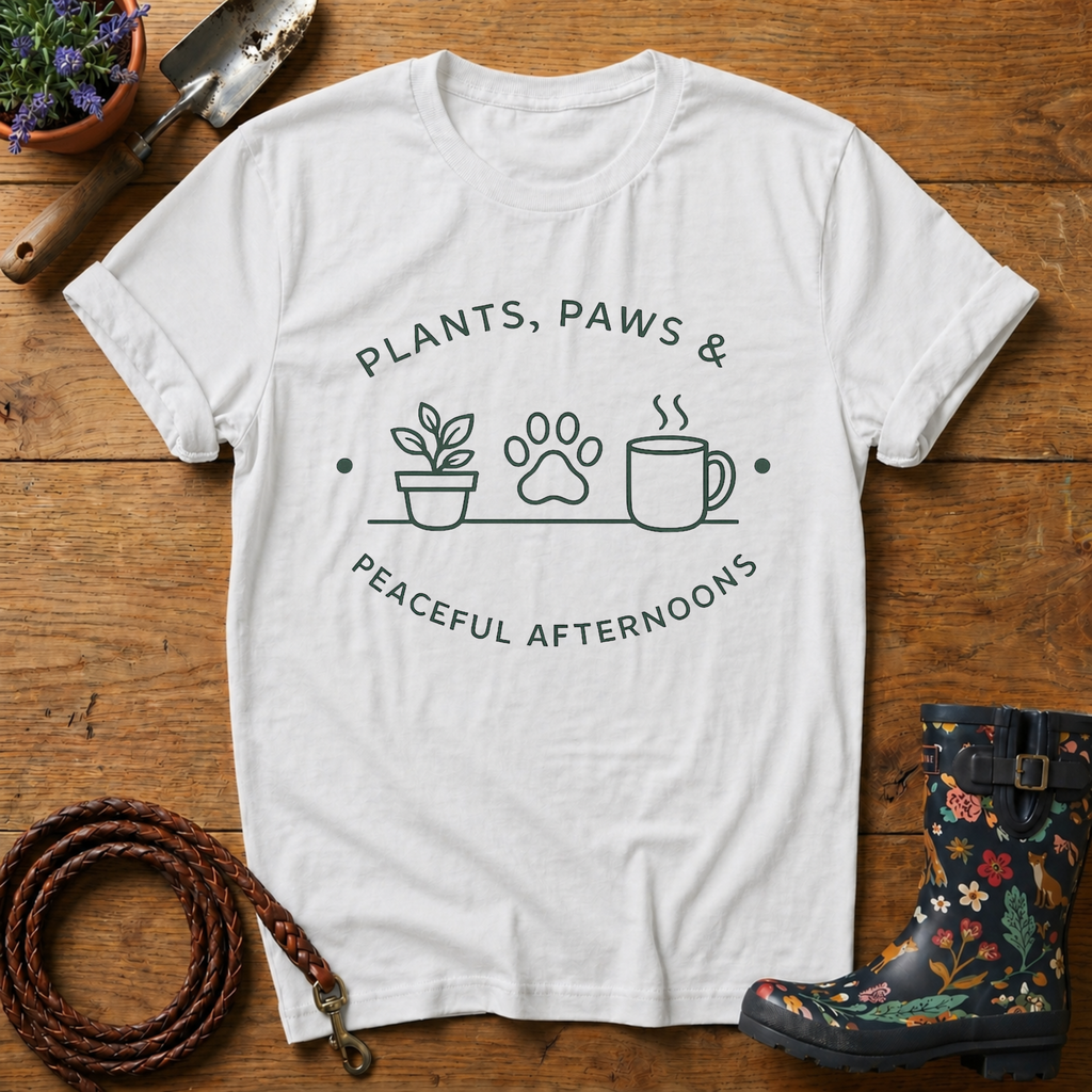 Plants, Paws & Peace T-shirt