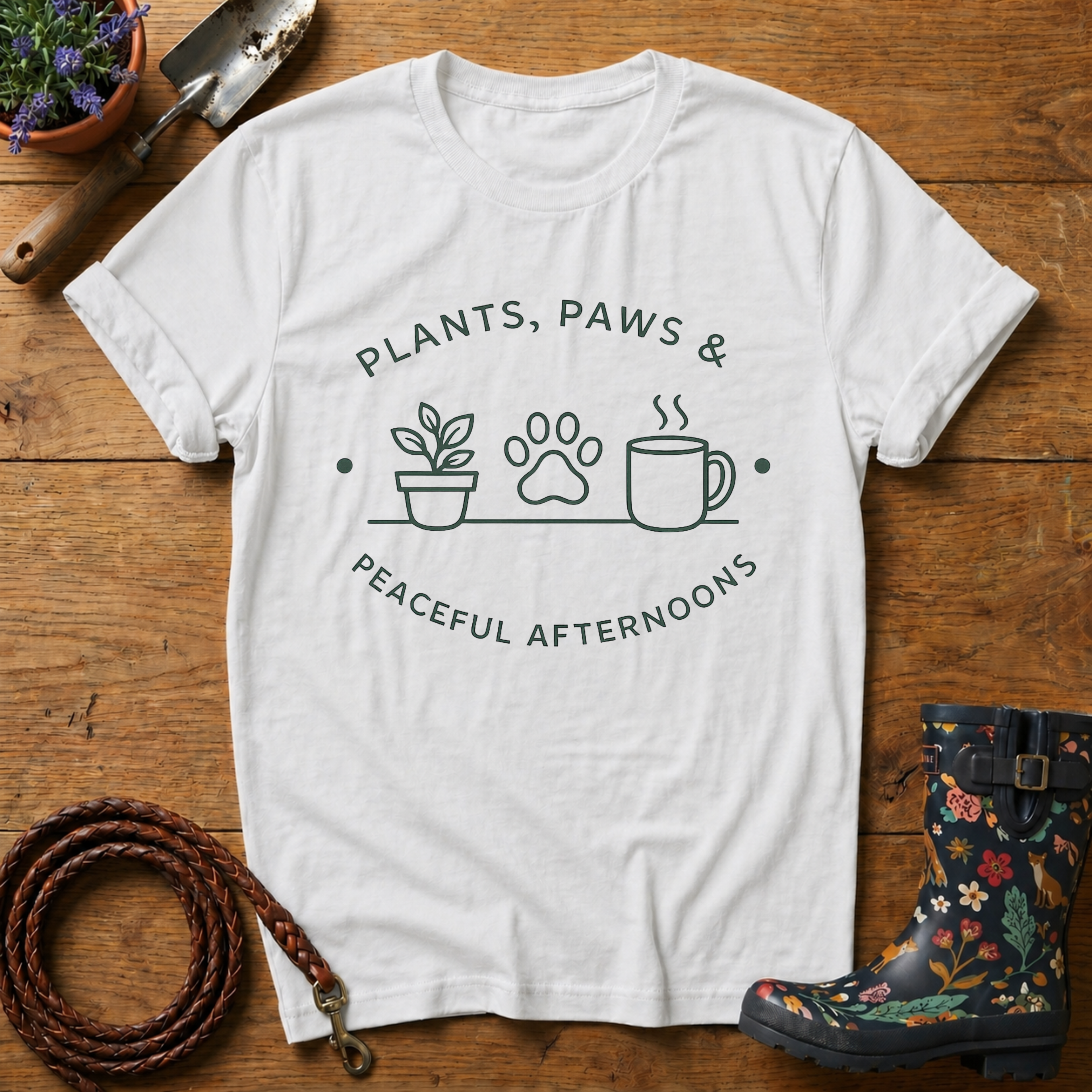 Plants, Paws & Peace T-shirt
