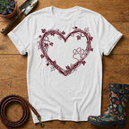 Rustic Vine Heart Paw Print T-shirt