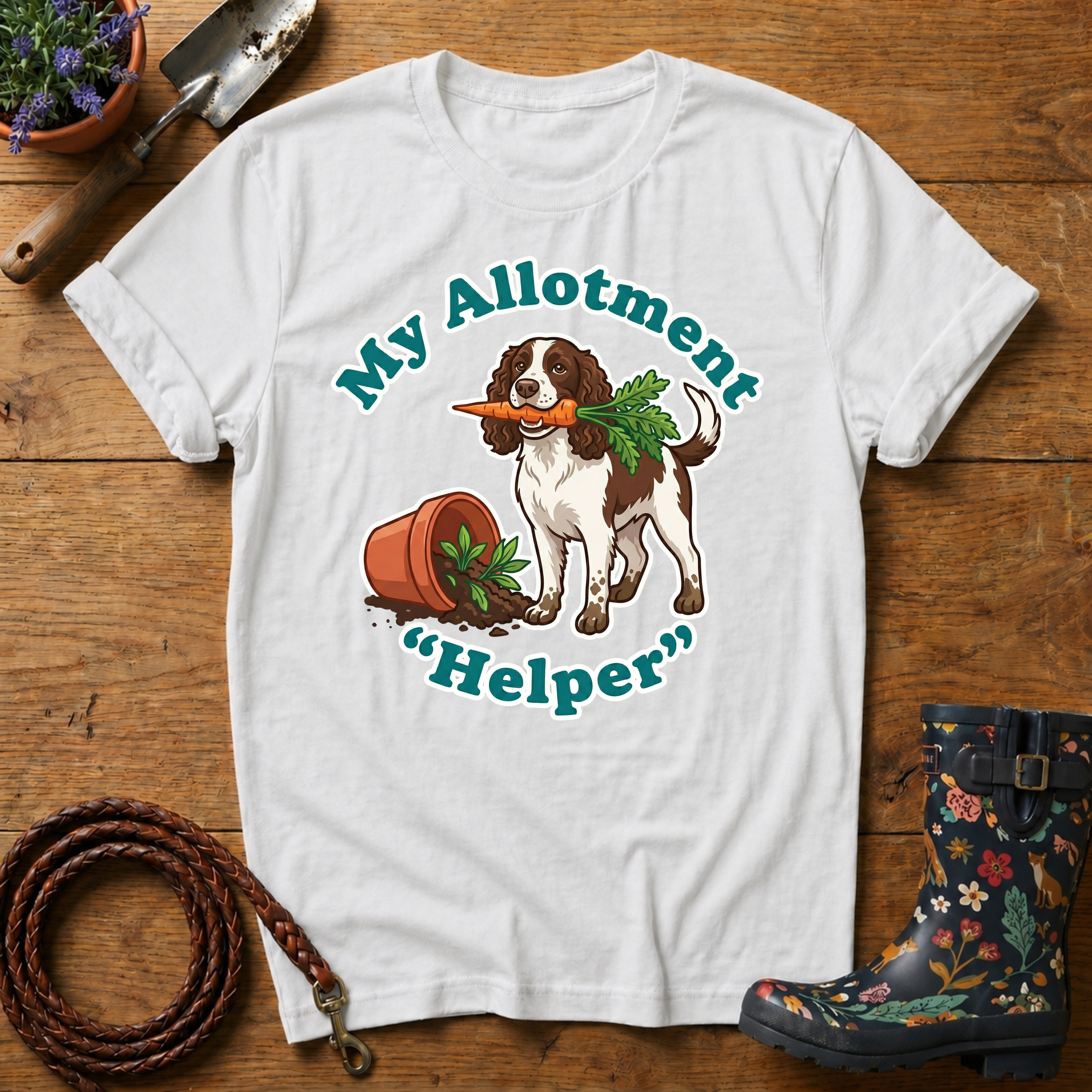 Spaniel My Allotment 'Helper' T-shirt